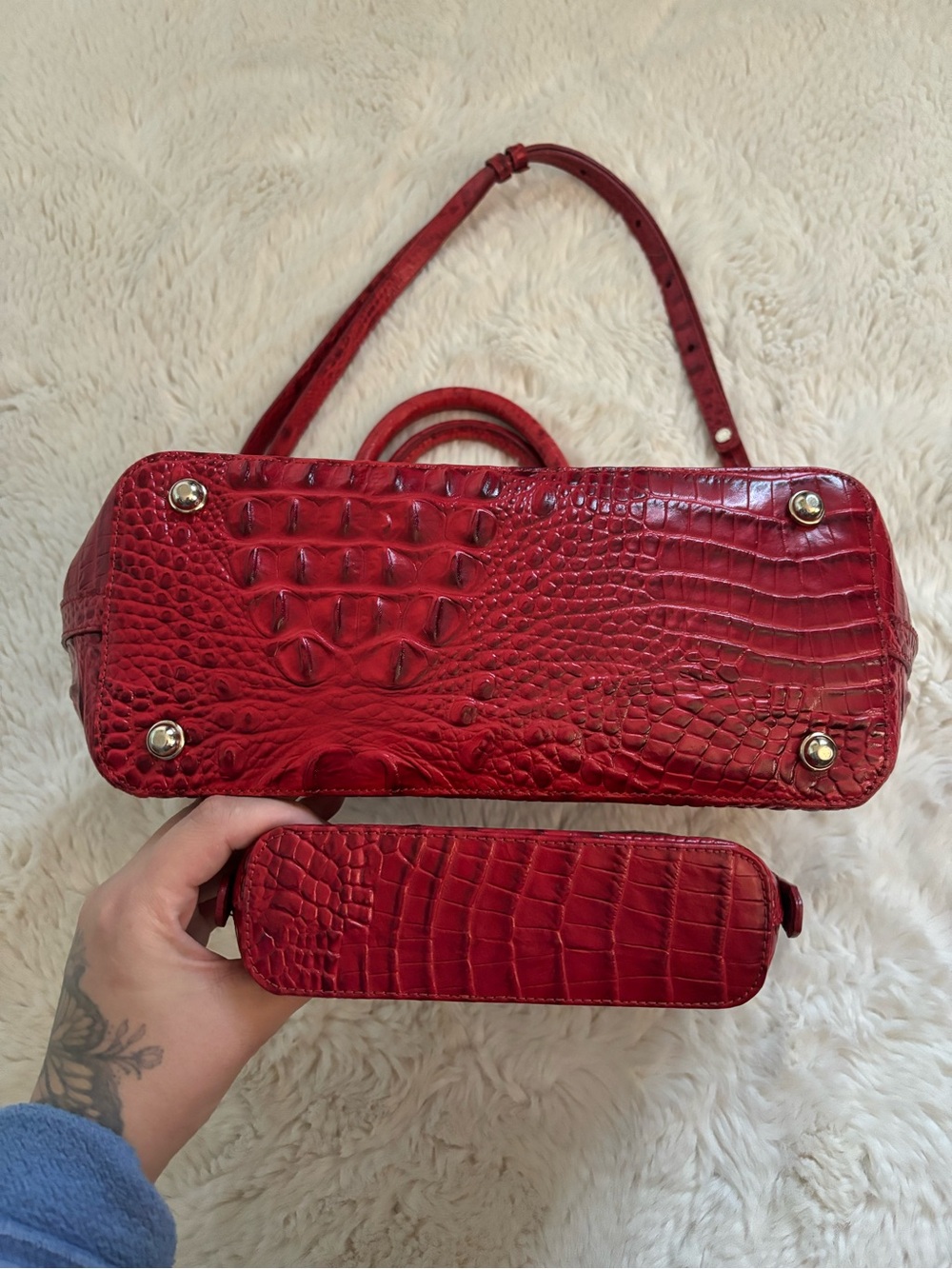 Brahmin Red Dragon Melbourne Leather Duxbury Satchel Handbag and Wallet - Picture 5 of 15